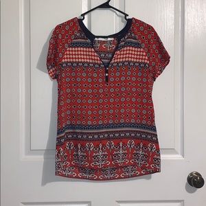 Red shirt with different patterns
